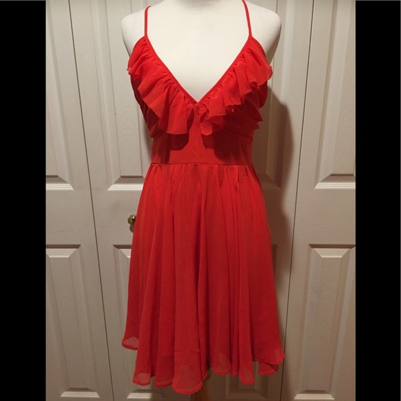 Dresses & Skirts - Lulus~Gorgeous Feminine Coral Red Skater Dress
